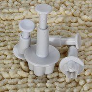 4pcs Fondant Gum Paste Plunger Cutter Flower White