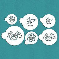 Y&amp;XL&amp;H Brush Embroidery Flower Cookie Stencil, Cake Side Stencil, Cookie stencil, round stencil for decorating... N2
