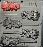 Fire Truck Lollipop Chocolate Candy Mold 3313