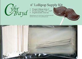 Cybrtrayd 6StK25S 6-Inch Lollipop Supply Bundle, Includes 25 6-Inch Sticks, 25 Silver Twist Ties, 25 Treat Bags...