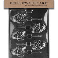 Dress My Cupcake DMCH067 Chocolate Candy Mold, Boo Ghost Lollipop, Halloween