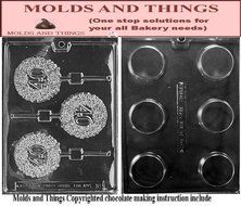 40TH LOLLY Chocolate Candy Mold and Plain Cookie chocolate candy with Chocolate Making Instructions