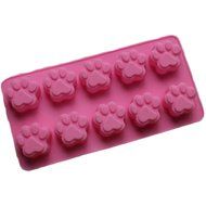 JLHua 10 Cavity Paw Print Silicone Non Stick Cake Bread Mold Chocolate Jelly Candy Baking Mould Pink N2