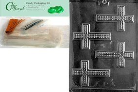 Cybrtrayd R010 Fancy Cross Chocolate Candy Mold with Exclusive Cybrtrayd Copyrighted Chocolate Molding Instructions... N3