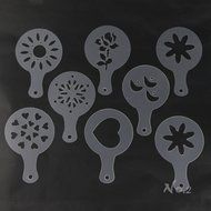 No.2 Warehouse Coffee Stencils Latte Art Cappuccino Plastic Plate Template 22 Designs Decorating Tool + Mesh Shaker... N4