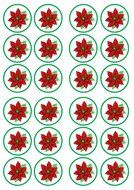 Christmas Poinsettia Edible PREMIUM THICKNESS SWEETENED VANILLA, Wafer Rice Paper Cupcake Toppers/Decorations