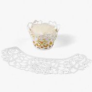 White Laser Cut Cupcake Collars Wrappers (2-Pack of 24) N2