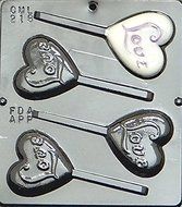 Love on a Heart Lollipop Chocolate Candy Mold 218