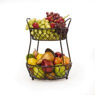 Gourmet Basics by Mikasa Loop And Lattice 2-Tier Metal Basket, Antique Black