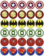 30 x 1.5" Superhero Logos Edible Icing Cup Cake/Fairy Cake Toppers