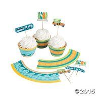 1 X Surf&#039;s Up Cupcake Wrappers with Picks - 50 of each