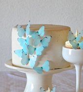 Edible Butterflies &copy; - Small Pastel Blue Set of 24 - Cake and Cupcake Toppers, Decoration N2