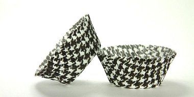 50pc Black Houndstooth Design Standard Size Cupcake Baking Cups Liners Wrappers