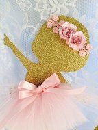 Baby Girl Ballerina Cake Topper or Cupcake Toppers