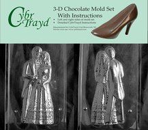 Cybrtrayd W301AB Chocolate Candy Mold, Includes 3D Chocolate Molds Instructions and 2-Mold Kit, 10-Inch, 3D Bride...