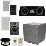 Theater Solutions 5.1 Home Theater 4 Speaker Set with Center, 12" Powered Sub and More TS5W6WC51SET6