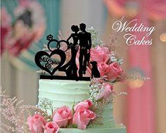 ShinyBeauty Wedding-Cake-Topper-Dog,Mr and Mrs Cake Topper,Acrylic Cake Topper,Silhouette Cake Topper (Design 5) N2