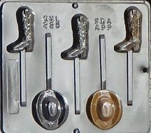 Cowboy Hats and Boots Lollipop Chocolate Candy Mold 225