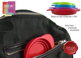 Silcook 8-Piece Set Stackable Silicone Measuring Cups - Space Saving Collapsible Cup Sets to Measure Dry and Liquid... N4