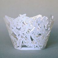 12Pcs Pearly Paper Butterfly Design Vine Lace Cup Cake Decorations Home Party N2