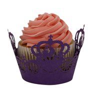 DZT1968 50pc Christmas Lace Laser Cut Cupcake Wrapper Liner Baking Cup Muffin (White) N3