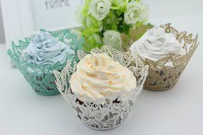 Finex&reg; 100pcs *Butterfly* Wedding Cupcake Liner Wrappers Muffin Wrapper Paper Baking Party Decoration (Blue) N10