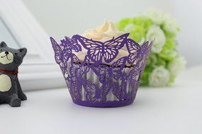 Finex&reg; 100pcs *Butterfly* Wedding Cupcake Liner Wrappers Muffin Wrapper Paper Baking Party Decoration (Blue) N12