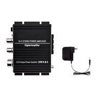 ONEU Mini Amplifier, 2 Chanel Class D Stereo Amplifiers 2x20W, Hifi Subwoofer AMP, Blue LED Light High Power Amplifier... N3