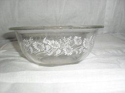 Vintage Pyrex Clear Glass Colonial Mist 1 Liter Mixing Nesting Batter Bowls USA