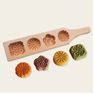Astra shop Mini Wooden Chinese Mid-autumn Festival Mooncake Mold Making 4 Traditional Flower Shape Moon Cakes N2