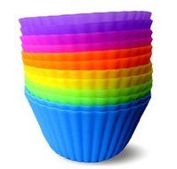 Silicone Baking Cups - Set of 24 Cupcake Liners - Six Vibrant Muffin Molds (12 Round Standard Size) N4