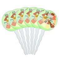 Set of 6 Cupcake Picks Toppers Decoration Places and Things - Machu Picchu Peru Travel N17