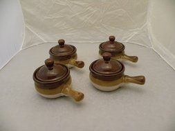Four Covered Soup Crocks