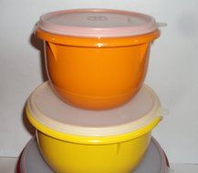 Vintage Tupperware Classic Flat Bottom Mixing Bowls Set Fall Harvest Colors N3