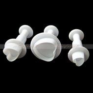 Generic 3Pcs/Set Heart Shaped Fondant plunger Cutter cake decorating Sugarcraft embossing tool(White)