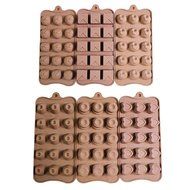 Set of 6 Flexible Silicone Chocolate Jelly Ice-cube Baking Cooling -90 Moulds- Trays by Kurtzy TM N4