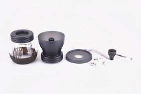 Manual Coffee Grinder with Ceramic Burr, Glass Jar and Storage Lid in Black