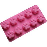 JLHua 10 Cavity Paw Print Silicone Non Stick Cake Bread Mold Chocolate Jelly Candy Baking Mould Pink N3