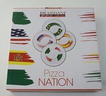 Brandani: "Pizza Nation" Set of 4 Pizza Plates [ Italian Import ] N3
