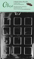 CybrTrayd AO065-3BUNDLE Plain Square Mints Chocolate Candy Mold with Exclusive Copyrighted Chocolate Molding Instructions