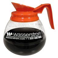 Bloomfield 4H-DCF15388O24 Orange Handle Glass Pot w/ Wasserstrom Logo