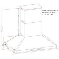 AKDY 42" Island Mount Touch Control Halogen Lights Large Dual Motor Kitchen Cooking Fan Range Hood N4