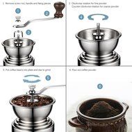 Ecooe Manual Coffee Grinder Stainless Steel Manual Grinder Ceramic Burr Coffee Mill for Consistent Fine Grind. N5