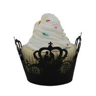 DZT1968 50pc Christmas Lace Laser Cut Cupcake Wrapper Liner Baking Cup Muffin (White) N5
