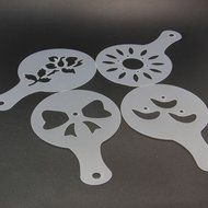 Coffee Stencils Latte Art Cappuccino Plastic Plate Template 22 Designs Decorating Tool + Mesh Shaker + Art Pen... N7