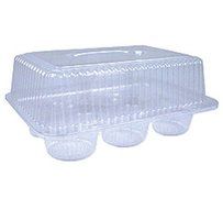Oasis Supply PJP LBH-6656-1 6-Compartment Cupcake Container with Hinged Lid, Clear N2