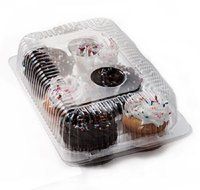 Oasis Supply PJP LBH-6656-1 6-Compartment Cupcake Container with Hinged Lid, Clear N3
