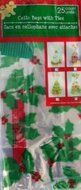 25pcs Christmas Flat Cello/Cellophane/Loot Treat Bag Large 5x11&frac12;" (Misletoe) N2