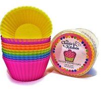 Silicone Baking Cups - Set of 24 Cupcake Liners - Six Vibrant Muffin Molds (12 Round Standard Size) N5