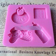 Anyana Baby Shoes &amp; Baby Bottle Silicone Fondant Mold Cake Decorating Pastry Gum Pastry Tool Kitchen Tool Sugar... N2